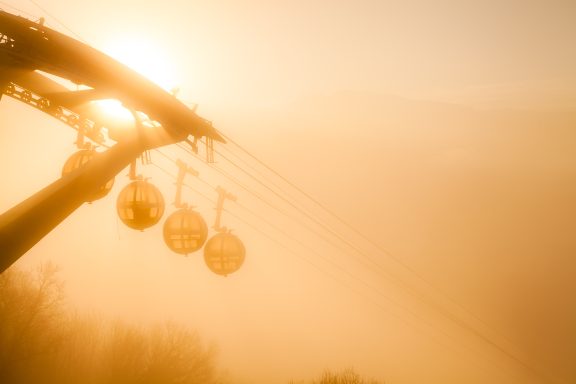 Bulles de Grenoble dans le brouillard